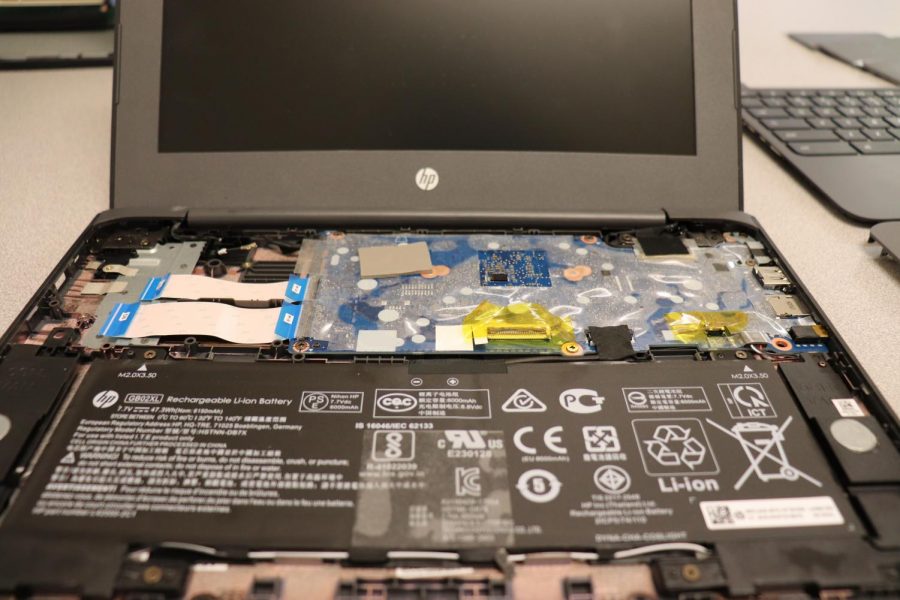 The inner components of a Chromebook