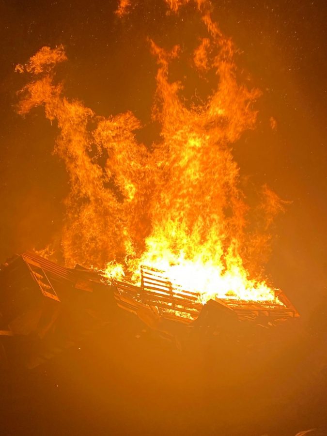 Bonfire during homecoming football game halftime