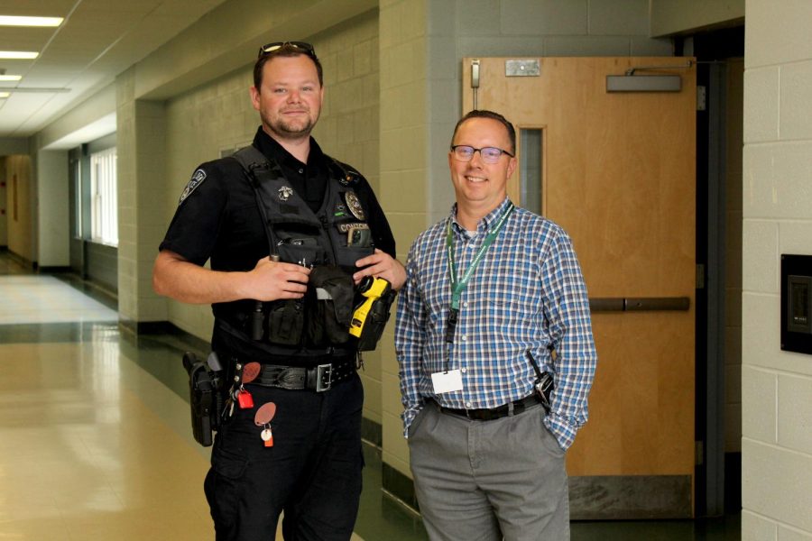 Assistant Principal Michael Pratt and Officer Dan Contois
